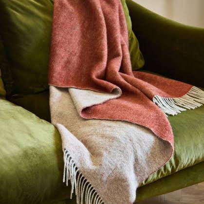 Dartmoor Reversible Wool Blanket with Fringe - THE BRISTOL ARTISAN