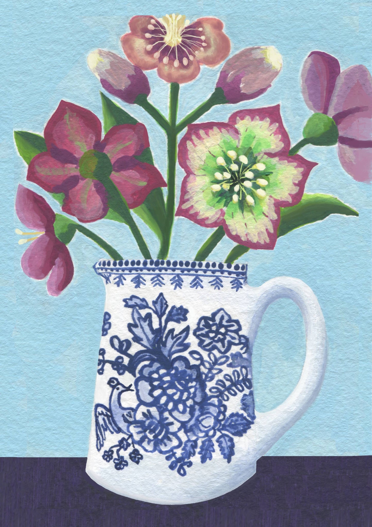 Hellebores in Pheasant Jug Card by Susie Hamilton - THE BRISTOL ARTISAN