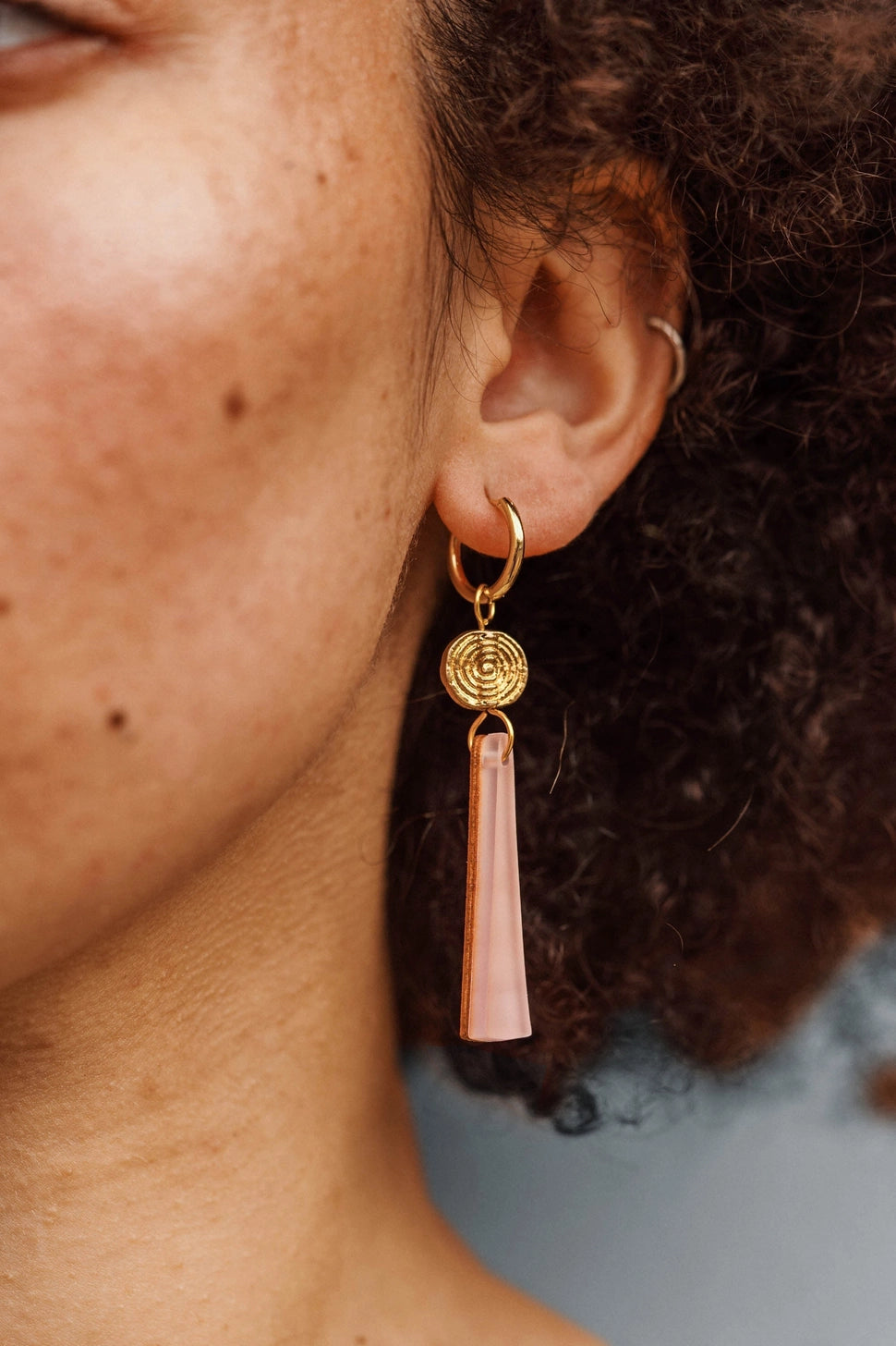 Power Drop Hoop Earrings - Moss Green - THE BRISTOL ARTISAN