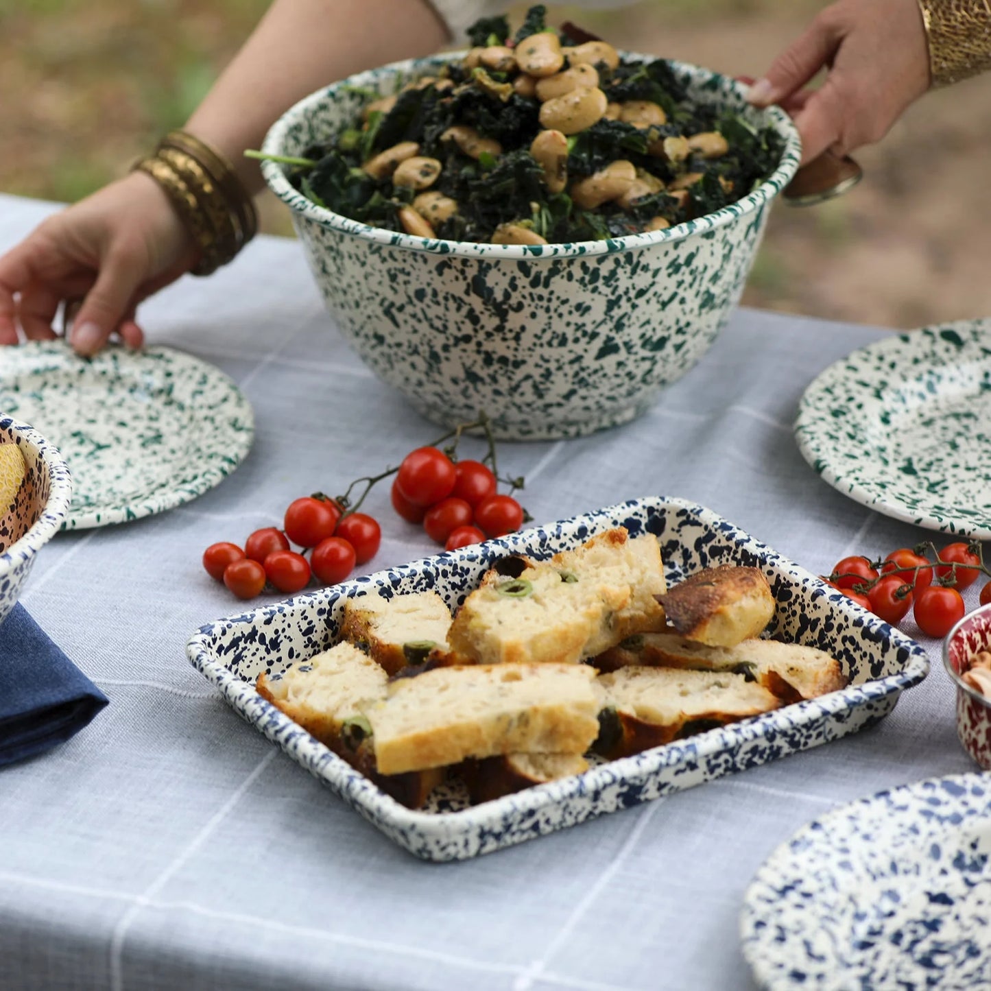 Burgundy Splatter Enamel Tray