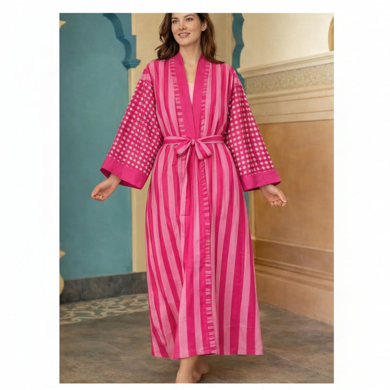 Pure Cotton Block Printed Kimono - THE BRISTOL ARTISAN