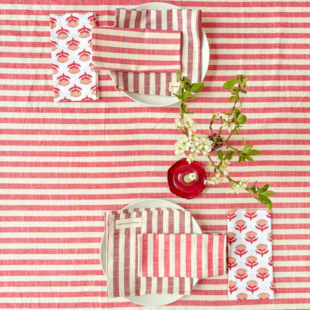 Woven Poppy Stripe Tablecloth – 100% Cotton - THE BRISTOL ARTISAN
