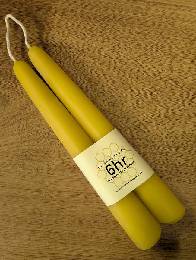 Traditional Hand Dipped Pure Beeswax Candles, 6hr burn time