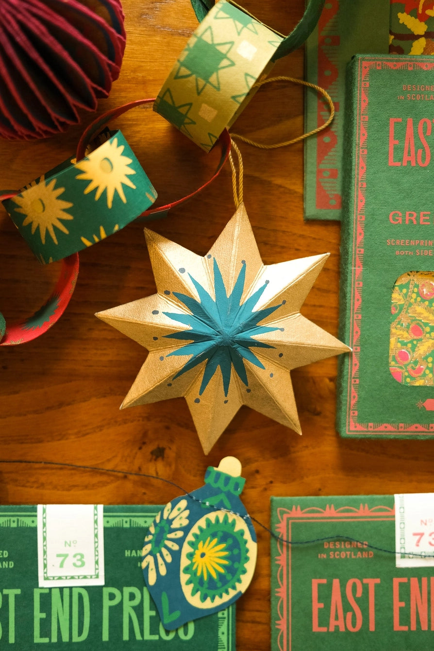 Golden Paper Star Christmas Decoration