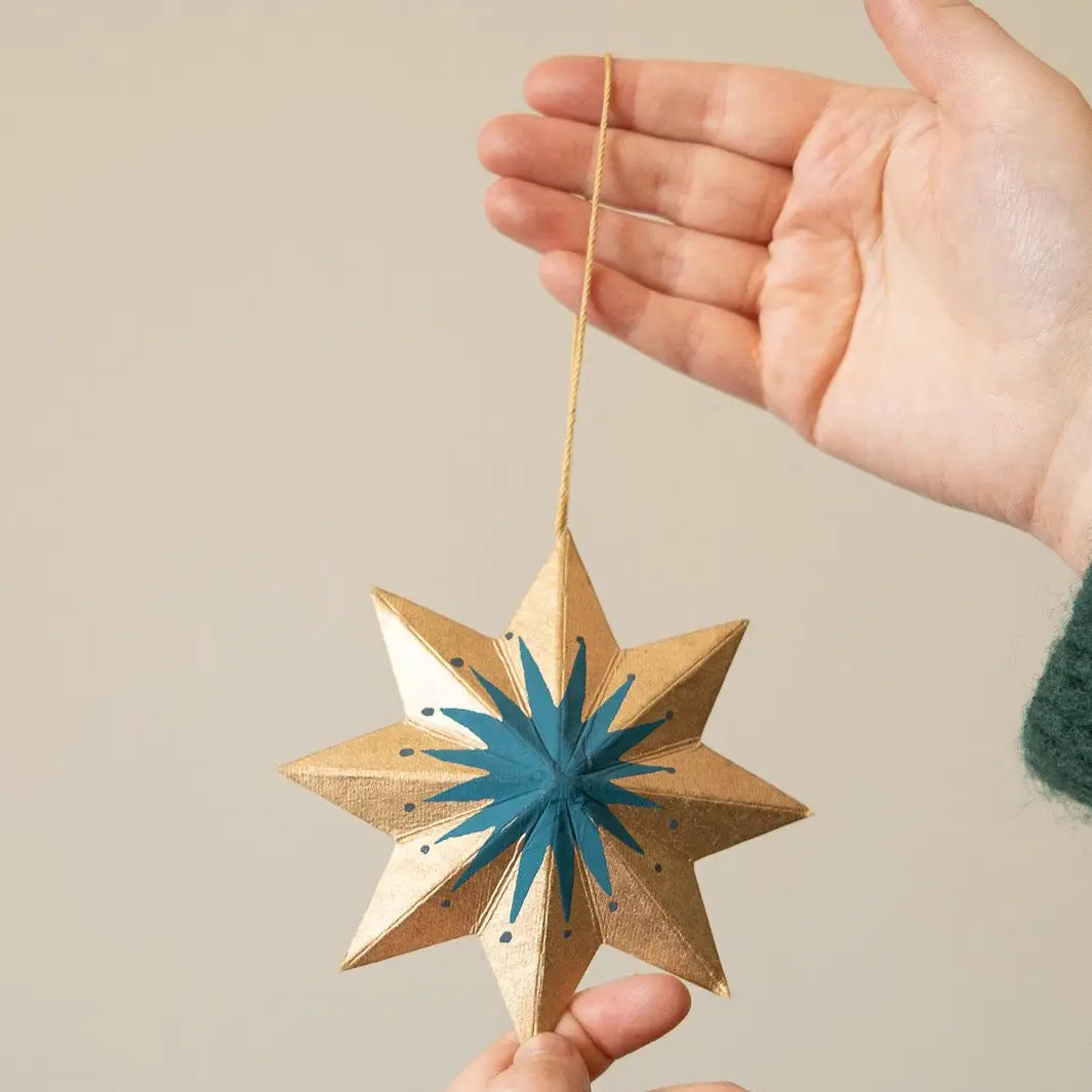 Golden Paper Star Christmas Decoration