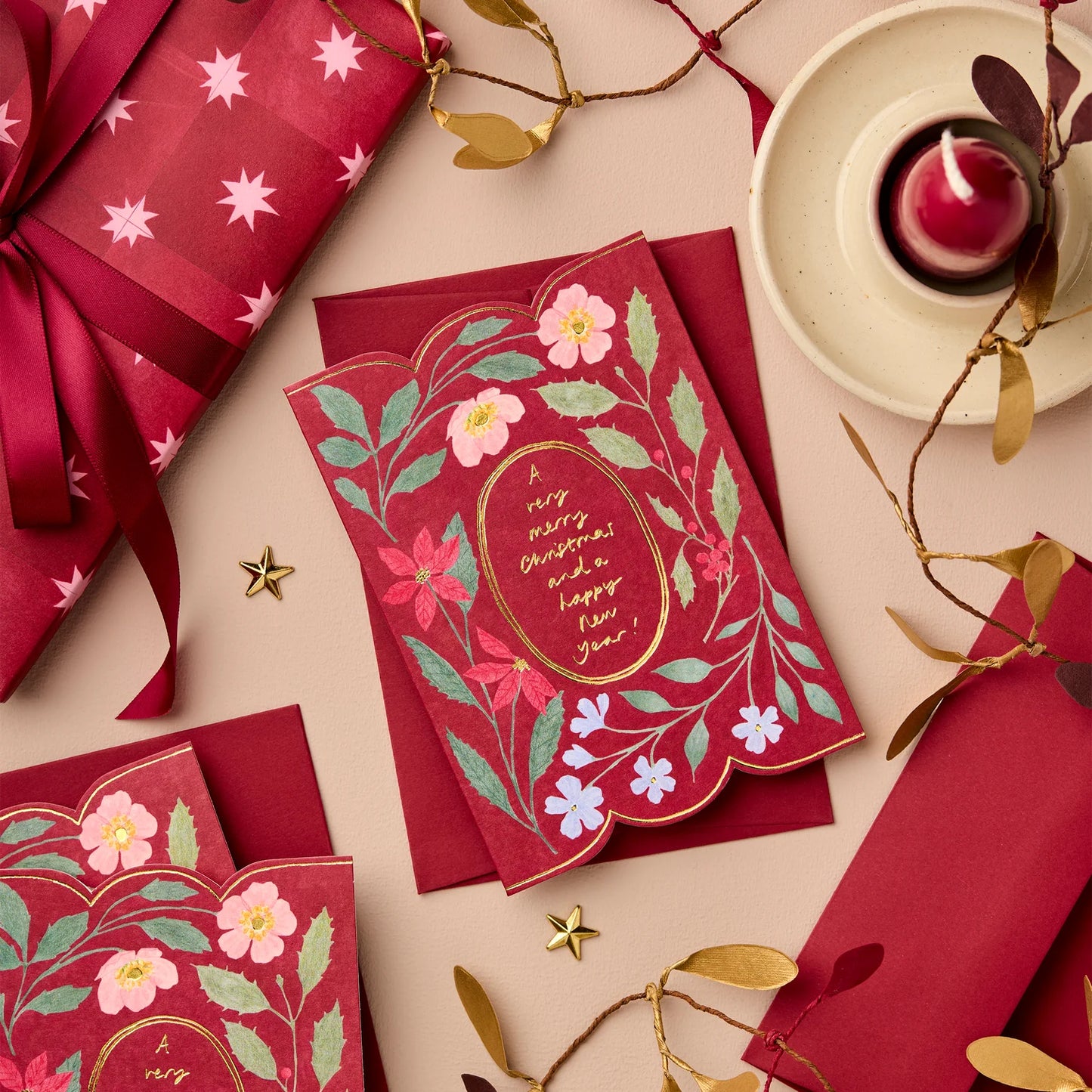 Red Flora ‘Merry Christmas’ Card