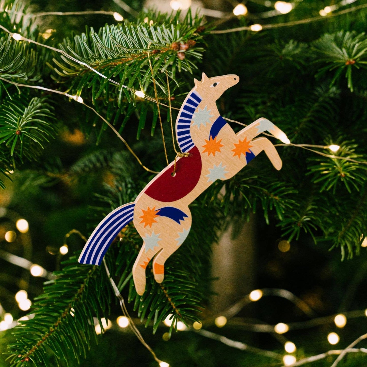 Wooden Horse Christmas hanging decoration