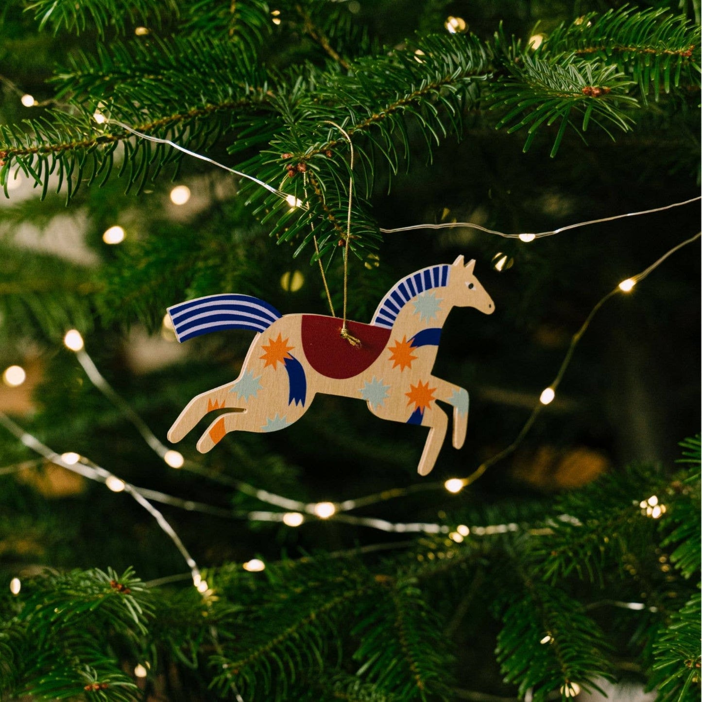 Wooden Horse Christmas hanging decoration