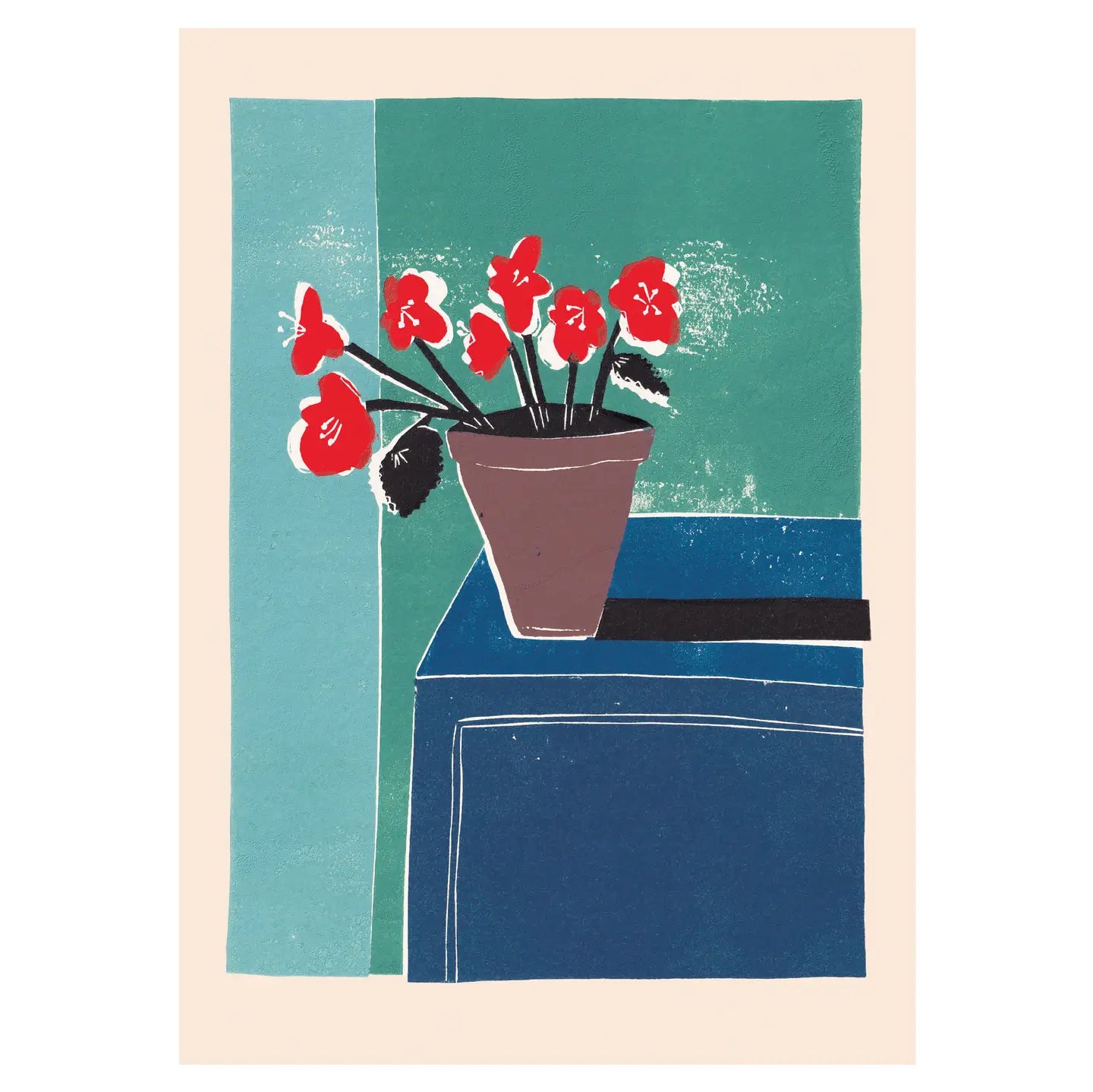 A3 Print - Red Begonias - THE BRISTOL ARTISAN