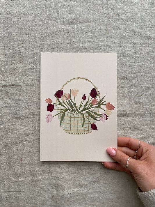A5 Print - Basket of Tulips - THE BRISTOL ARTISAN
