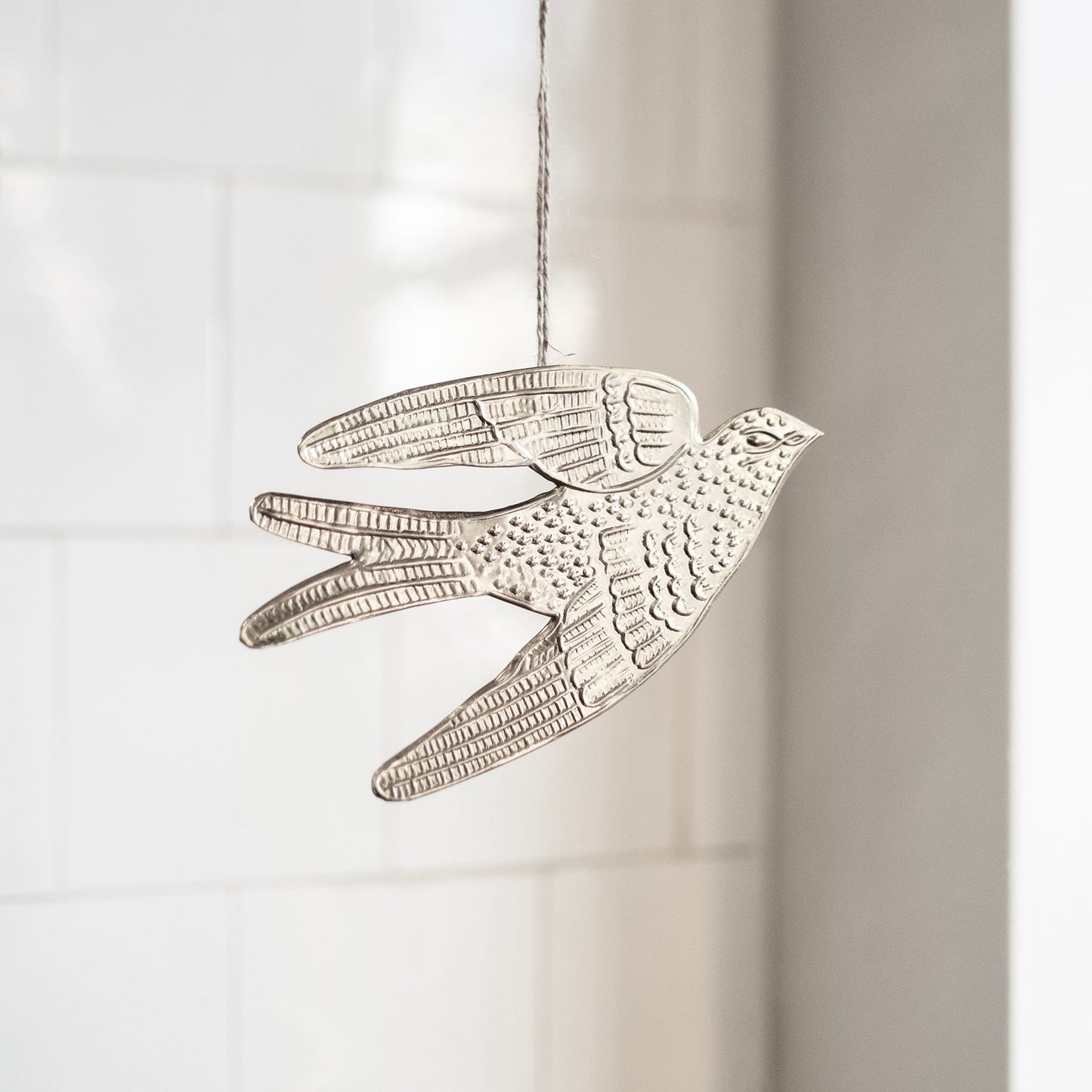 Antique Silver Embossed Swallow Decoration - THE BRISTOL ARTISAN