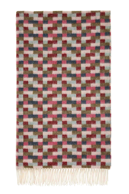 Bricks Merino Throw - Pink/Khaki - THE BRISTOL ARTISAN