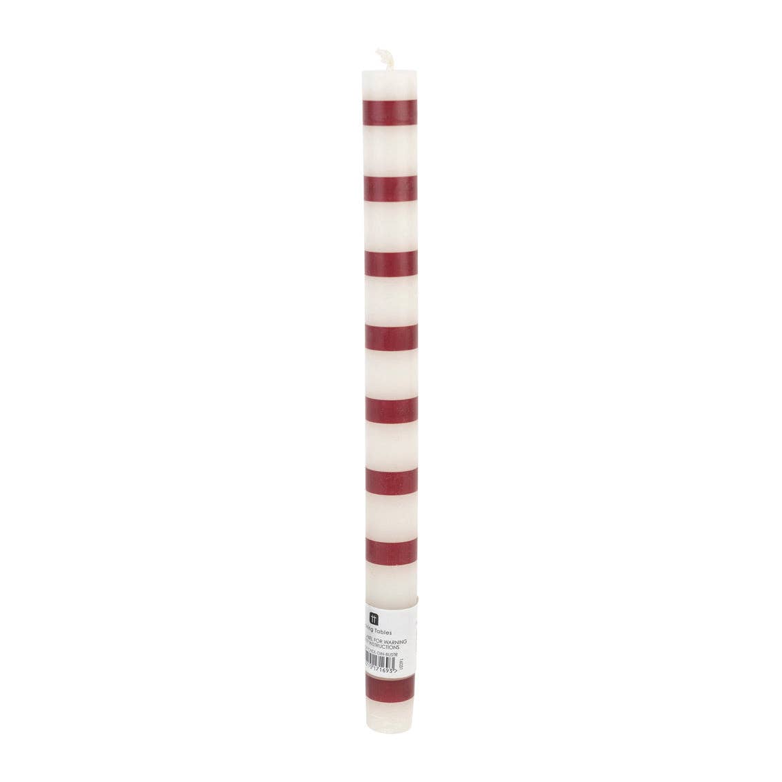 Burgundy & White Stripe Dinner Candle - THE BRISTOL ARTISAN