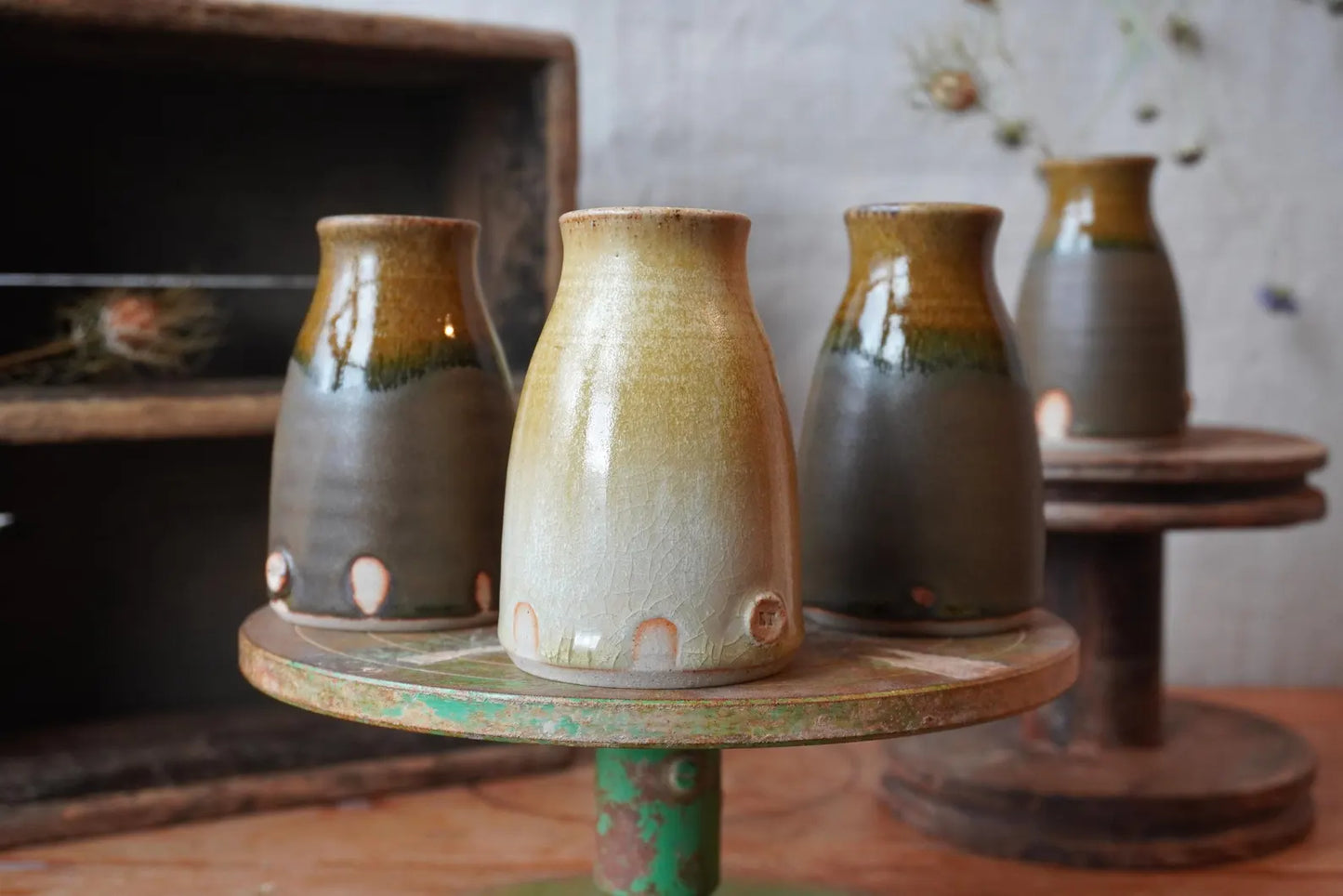 Dark Brown / Gold Dolomite Glaze Bud Vase by Lucy Turner - THE BRISTOL ARTISAN