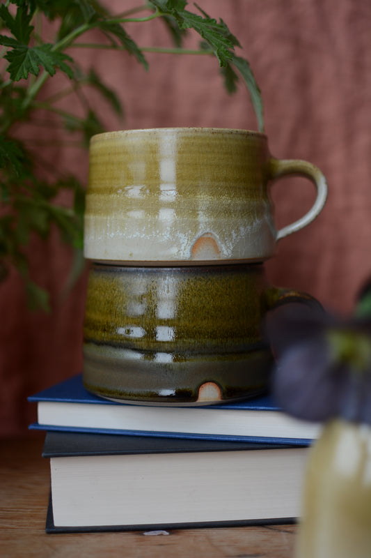 Dark Brown / gold Dolomite glaze short mug by Lucy Turner - THE BRISTOL ARTISAN