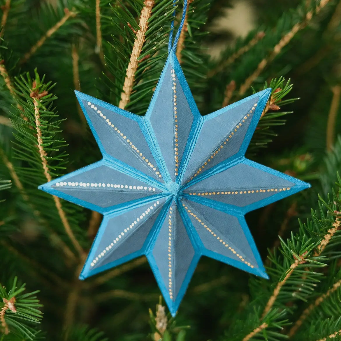 Dark blue paper star Christmas Decoration - THE BRISTOL ARTISAN