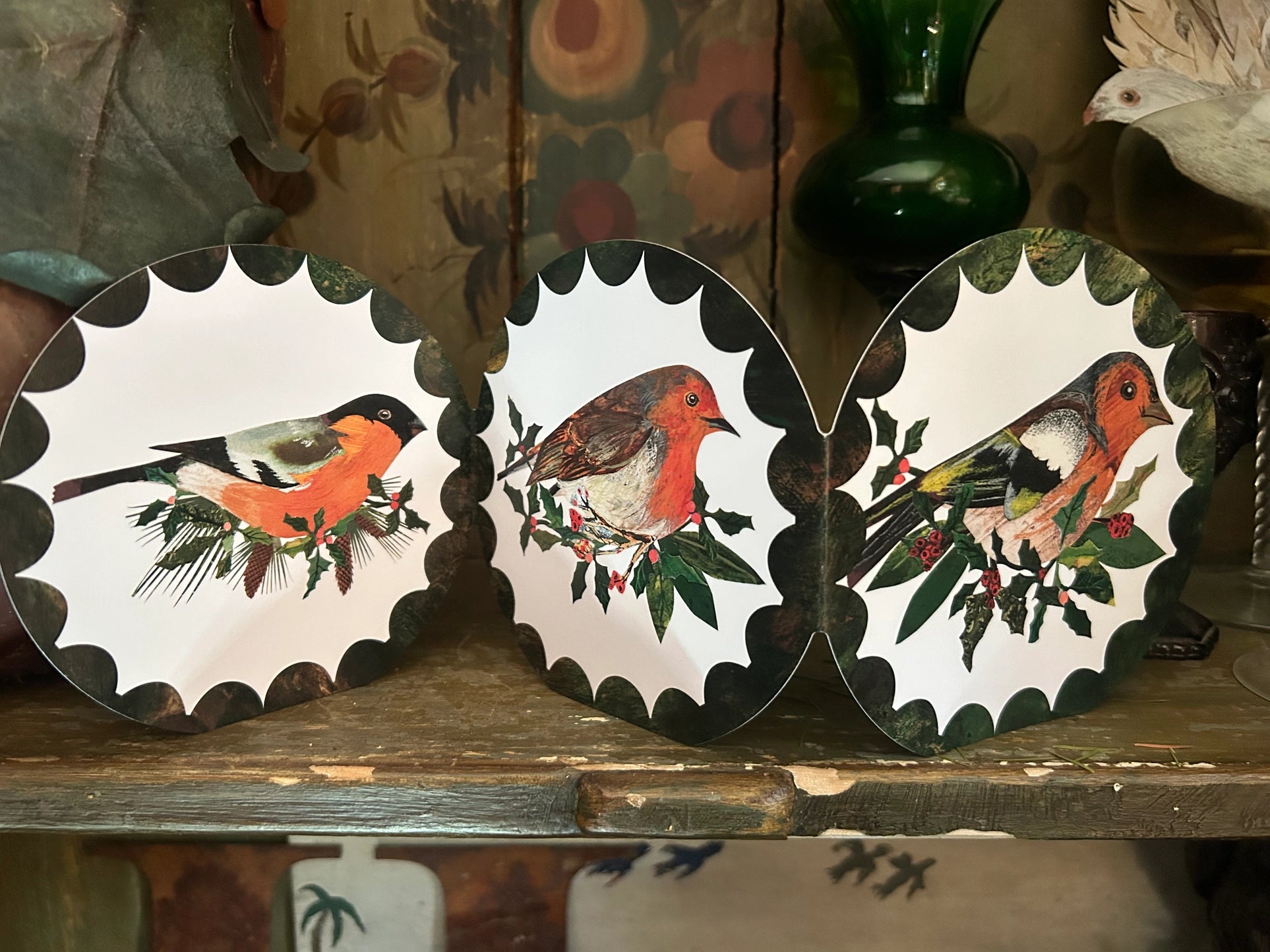 Festive Birds Round Concertina Greeting Card - THE BRISTOL ARTISAN
