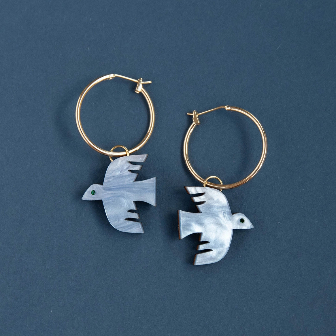 Flight bird Hoops - Marble White - THE BRISTOL ARTISAN