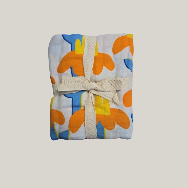 Large Organic Cotton Muslin Blanket - Sunflowers