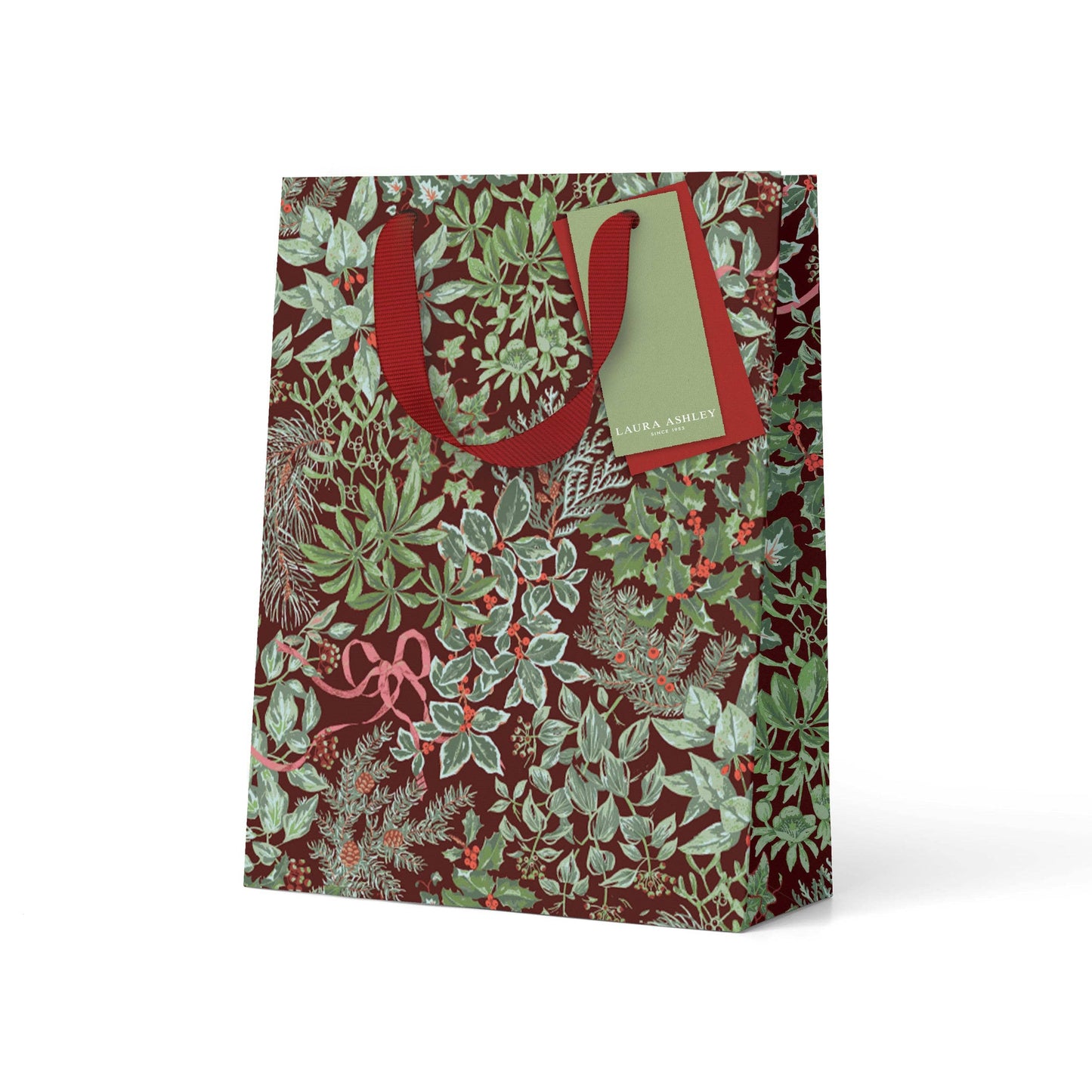 Holly and Bows Gift Bag - Medium - THE BRISTOL ARTISAN
