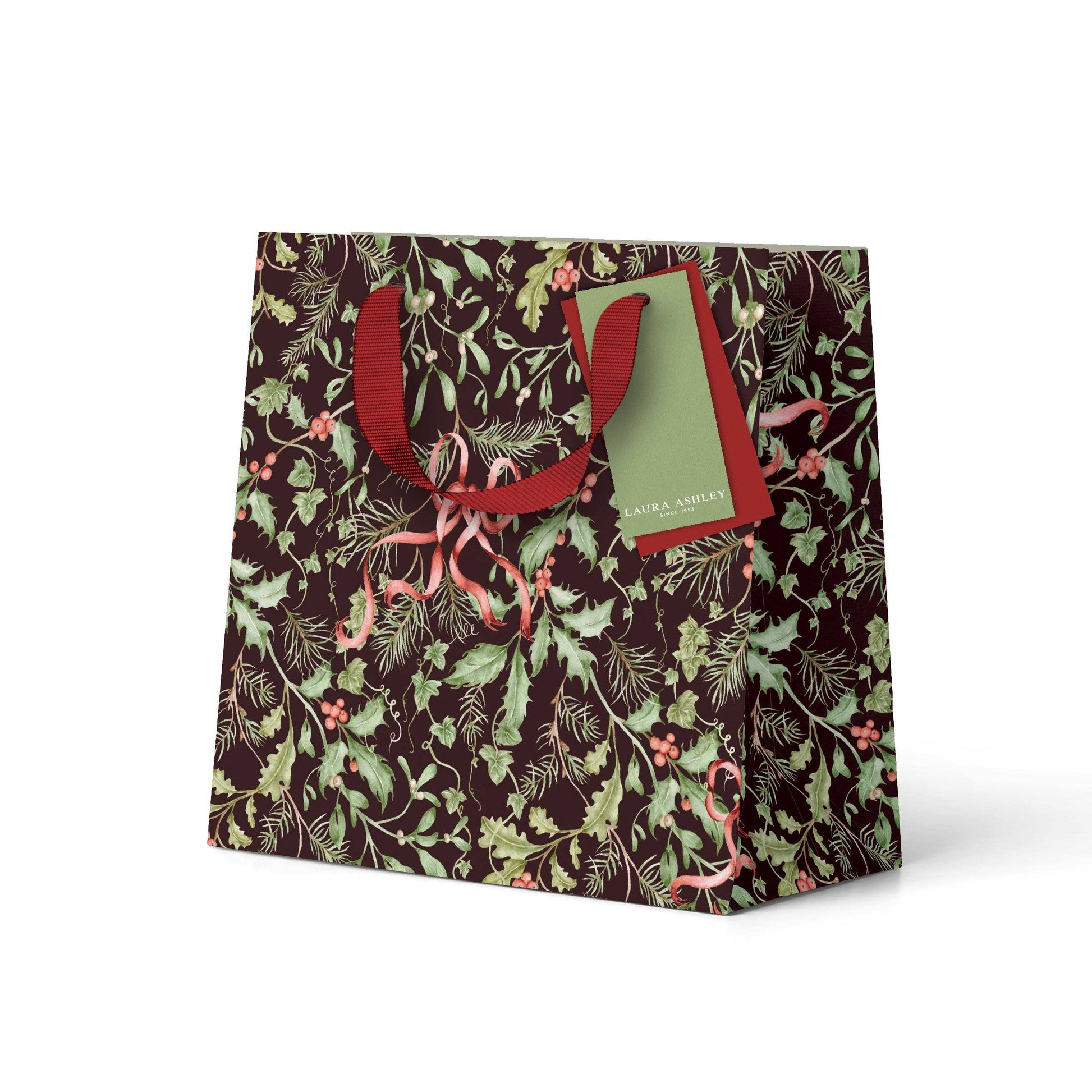 Holly and Bows Gift Bag - Small - THE BRISTOL ARTISAN