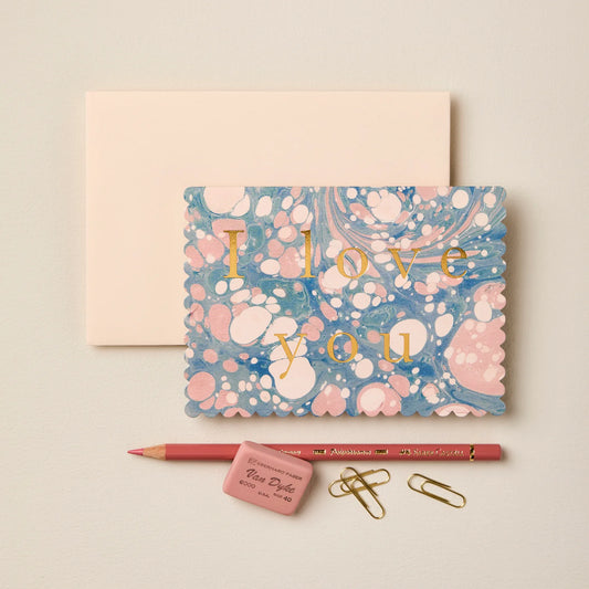 Pastel Marble ‘I Love You’ Card - THE BRISTOL ARTISAN