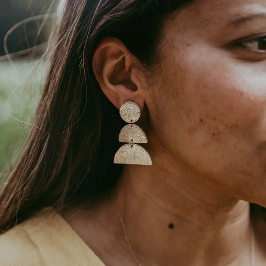 Luna Leather Earrings - Gold - THE BRISTOL ARTISAN