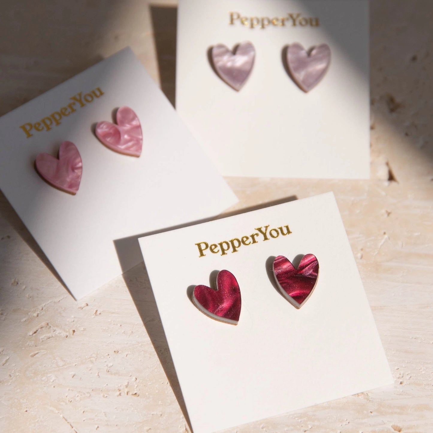 I Heart You Stud Earrings - Pink Marble - THE BRISTOL ARTISAN