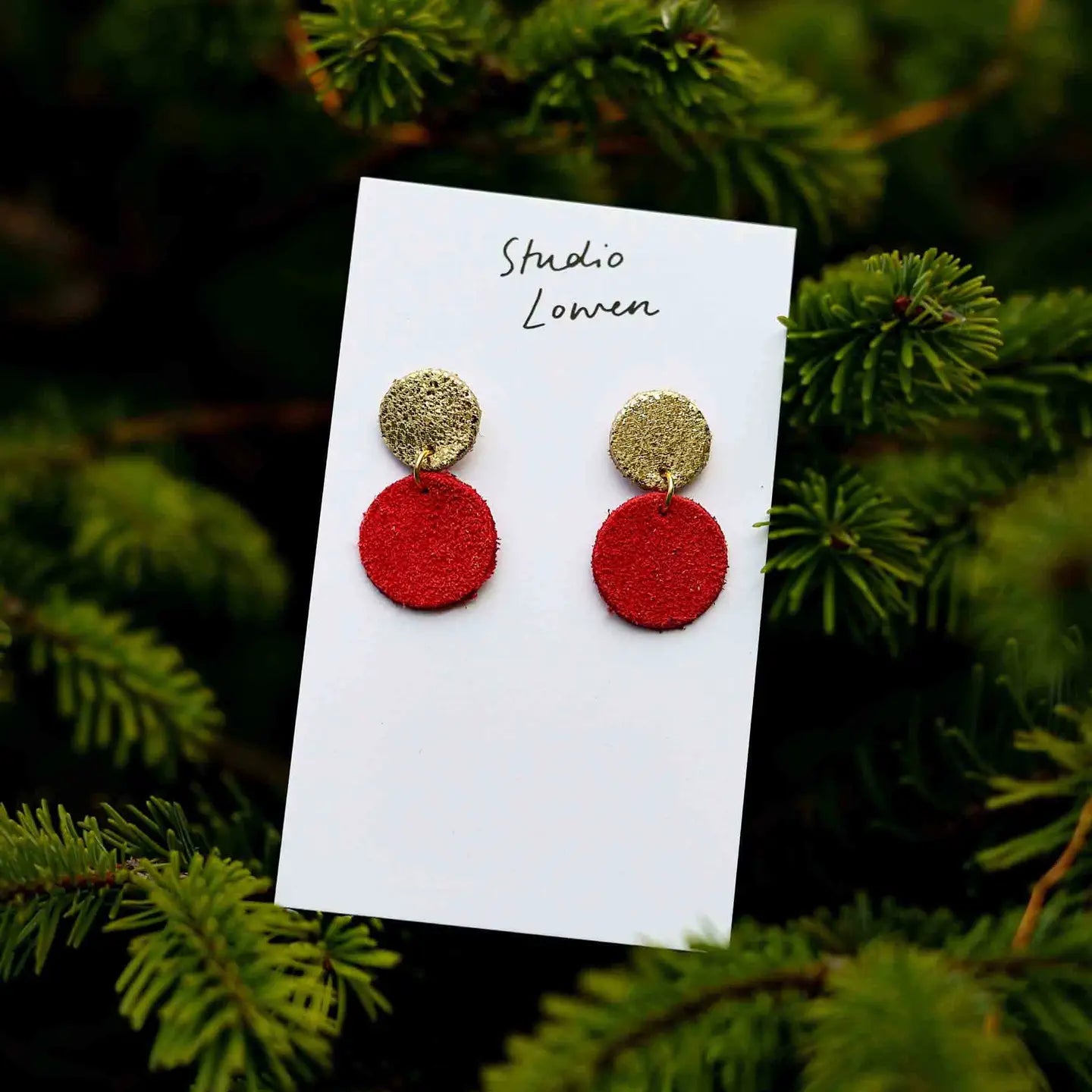 Hollie Leather Earrings - Crimson Suede - THE BRISTOL ARTISAN