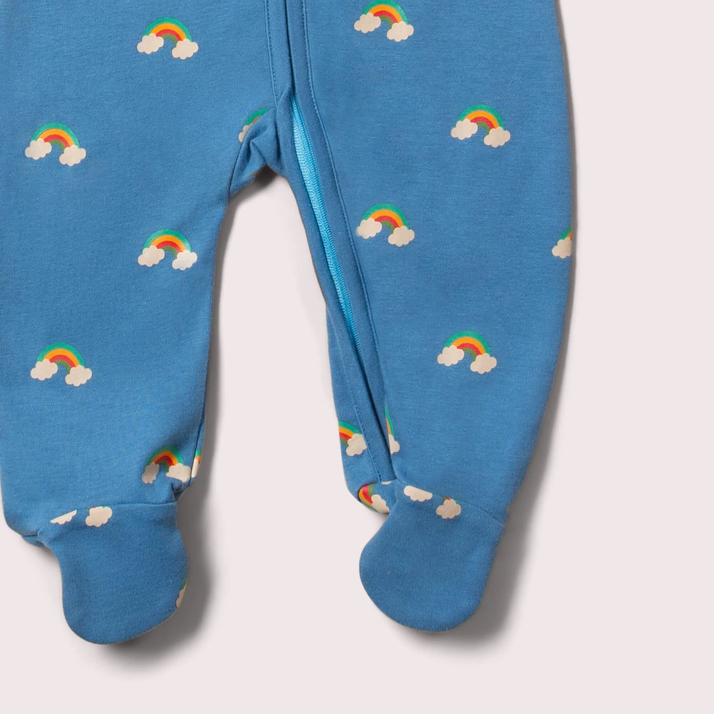 Blue Rainbows Zip Organic Babygrow - THE BRISTOL ARTISAN