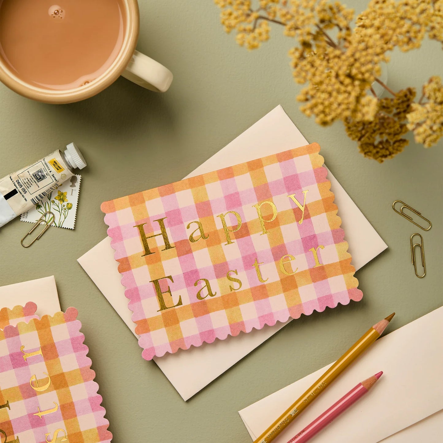 Gingham ‘Happy Easter’ Card - THE BRISTOL ARTISAN