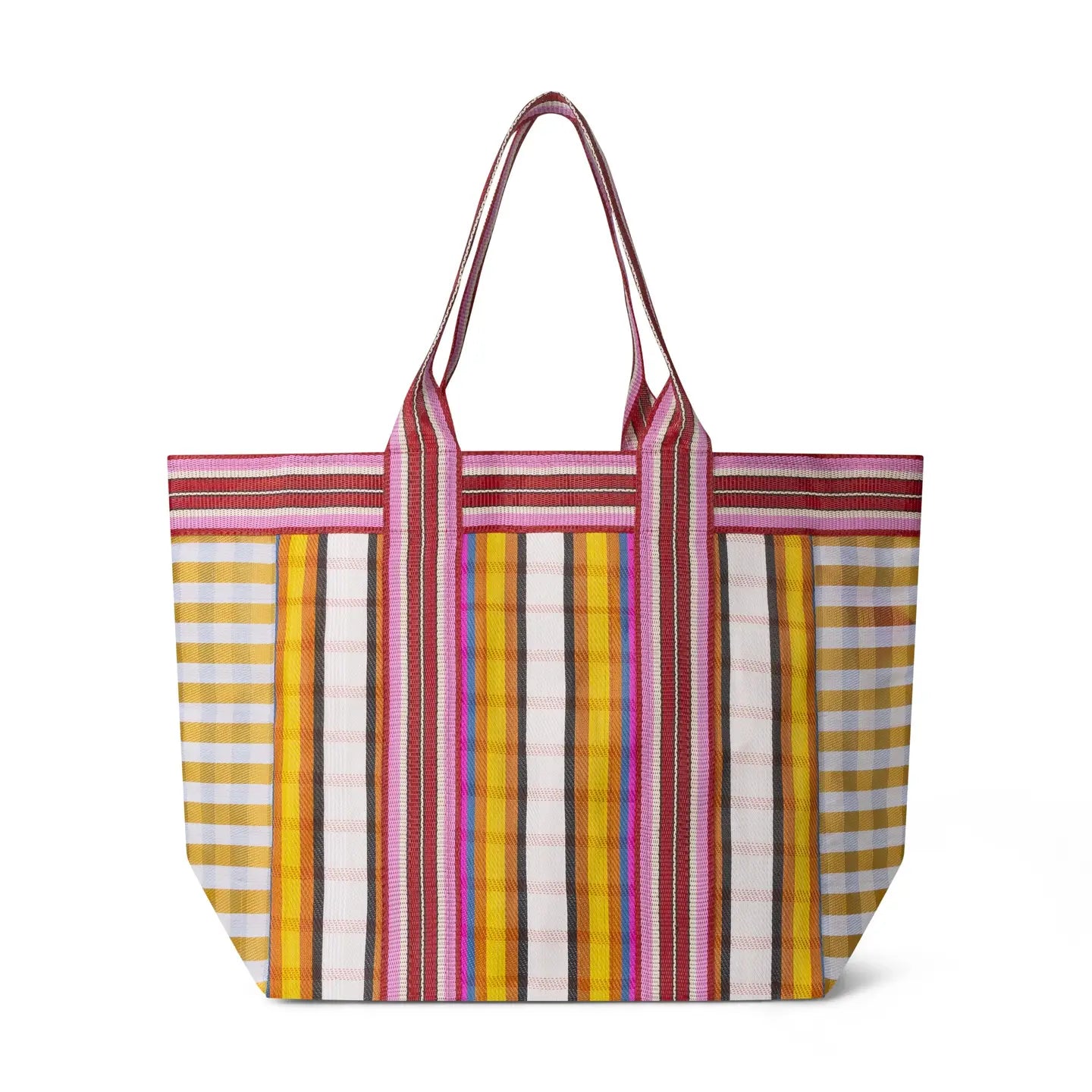 Eco Woven Shopper/Beach Bag - Yellow and Magenta Stripe - THE BRISTOL ARTISAN