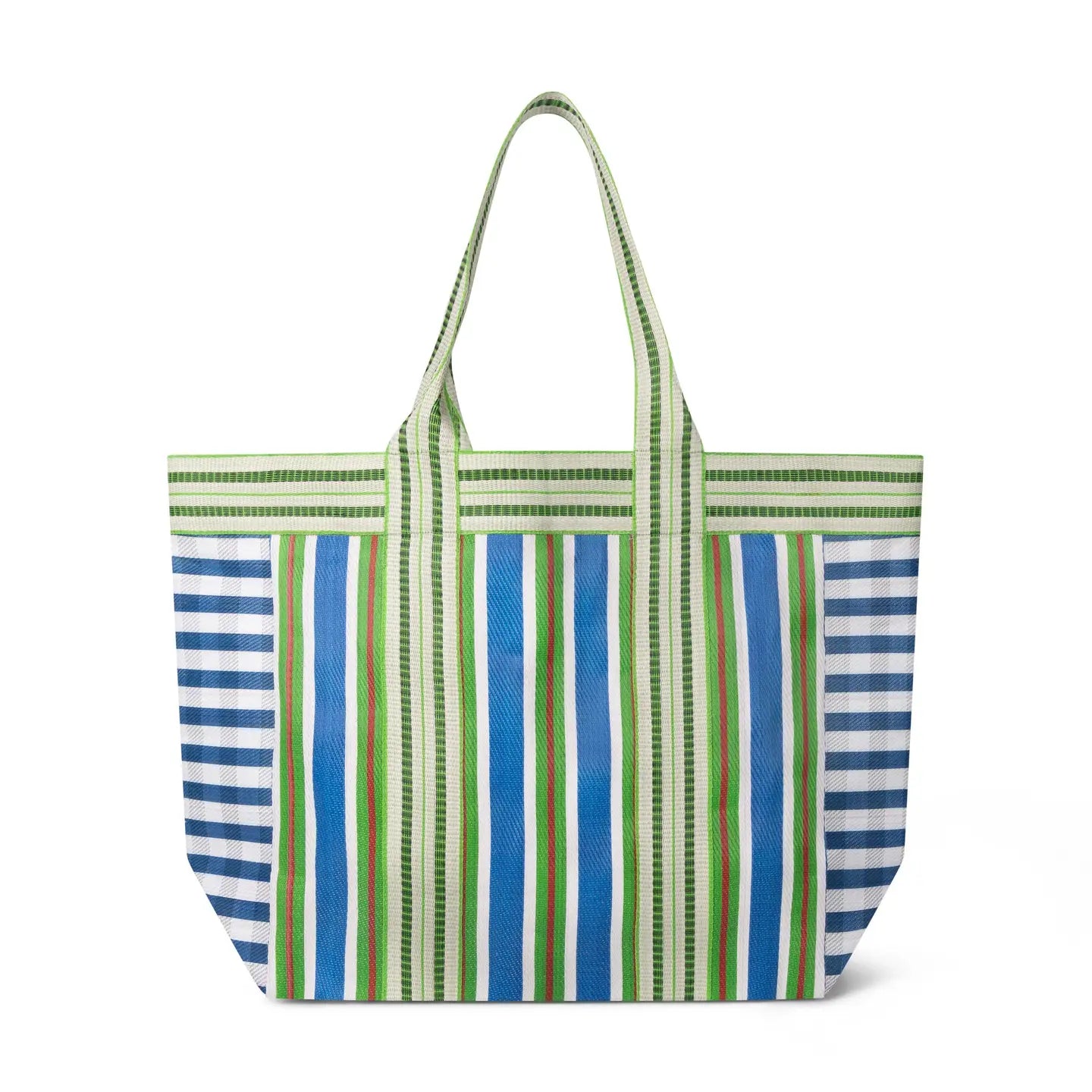 Eco Woven Shopper/Beach Bag - Blue and Green Stripe - THE BRISTOL ARTISAN