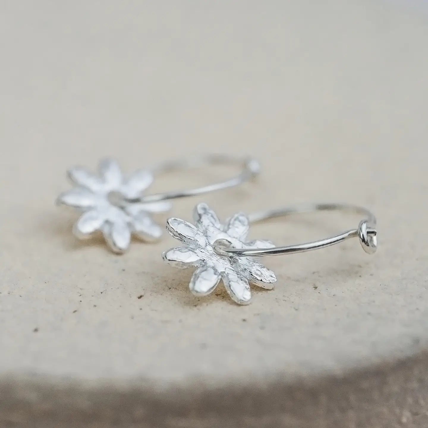 Sterling Silver Daisy Hoop Earrings - THE BRISTOL ARTISAN