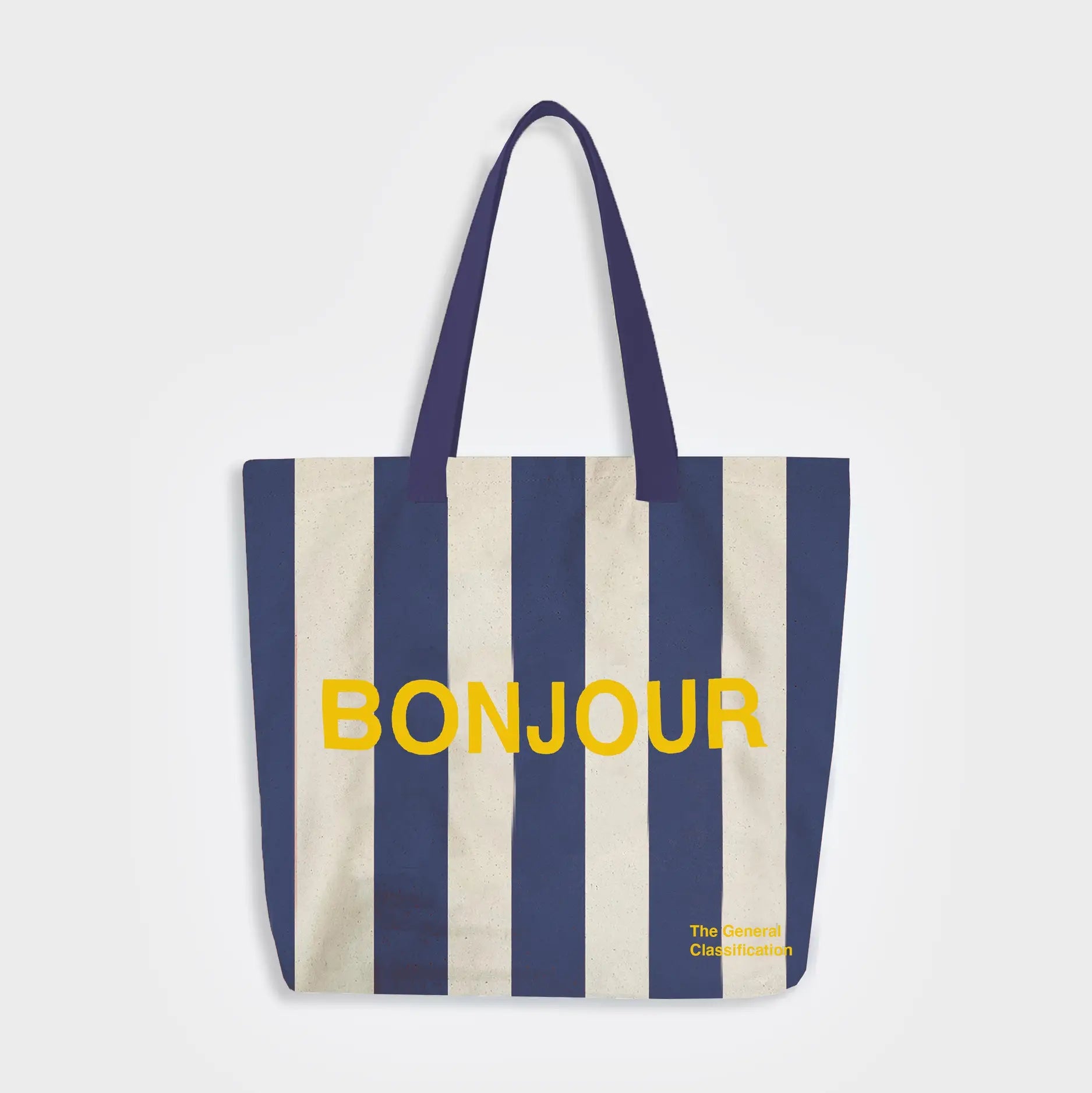 Bonjour Stripe Tote Bag Natural & Navy - THE BRISTOL ARTISAN