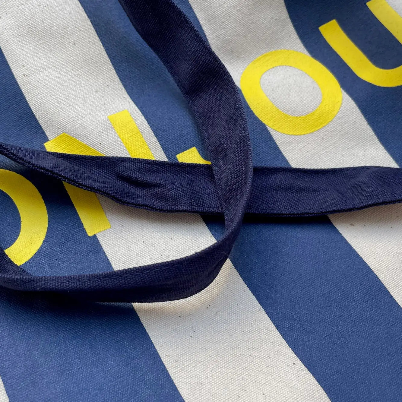 Bonjour Stripe Tote Bag Natural & Navy - THE BRISTOL ARTISAN