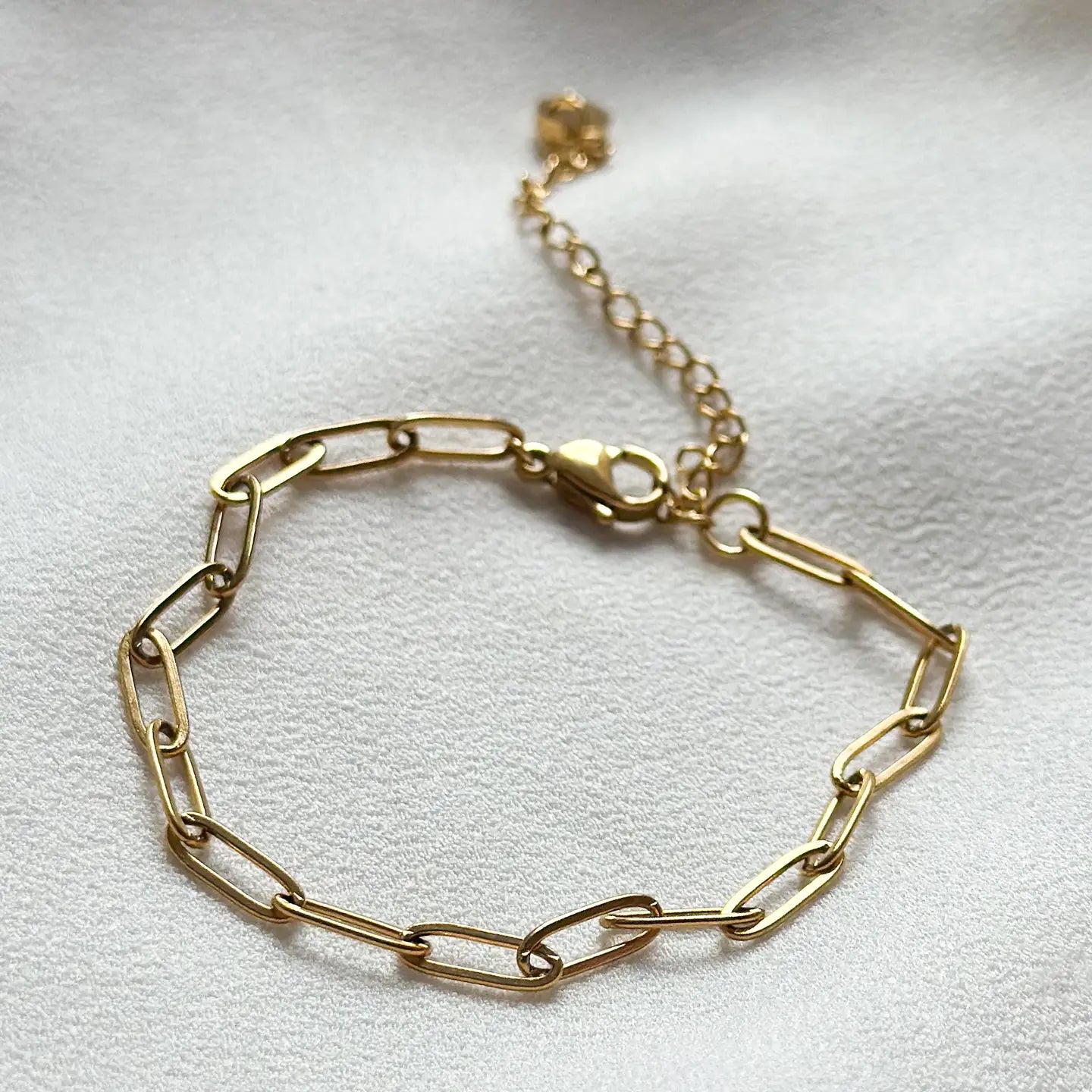 18k Gold Link Chain Adjustable Bracelet