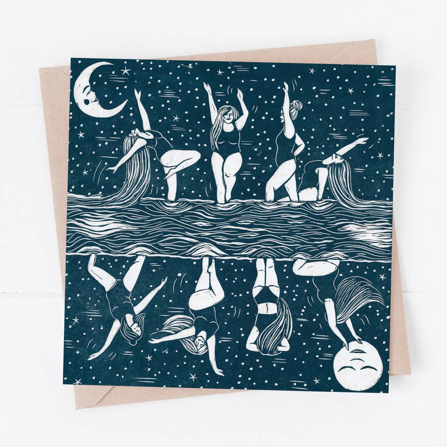Celestial Bodies Card, Moon Cycle, Swimming, Female, Dance