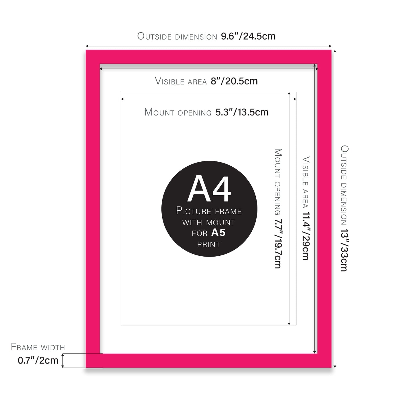 A4 Picture Frame - Hot Pink