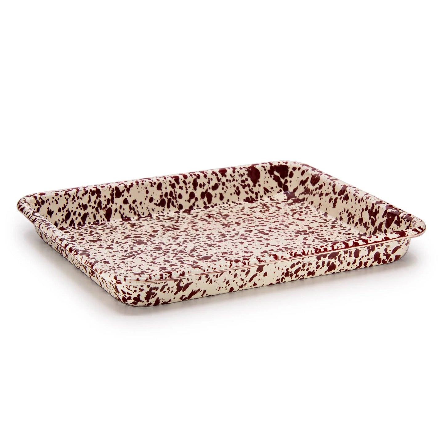 Burgundy Splatter Enamel Tray