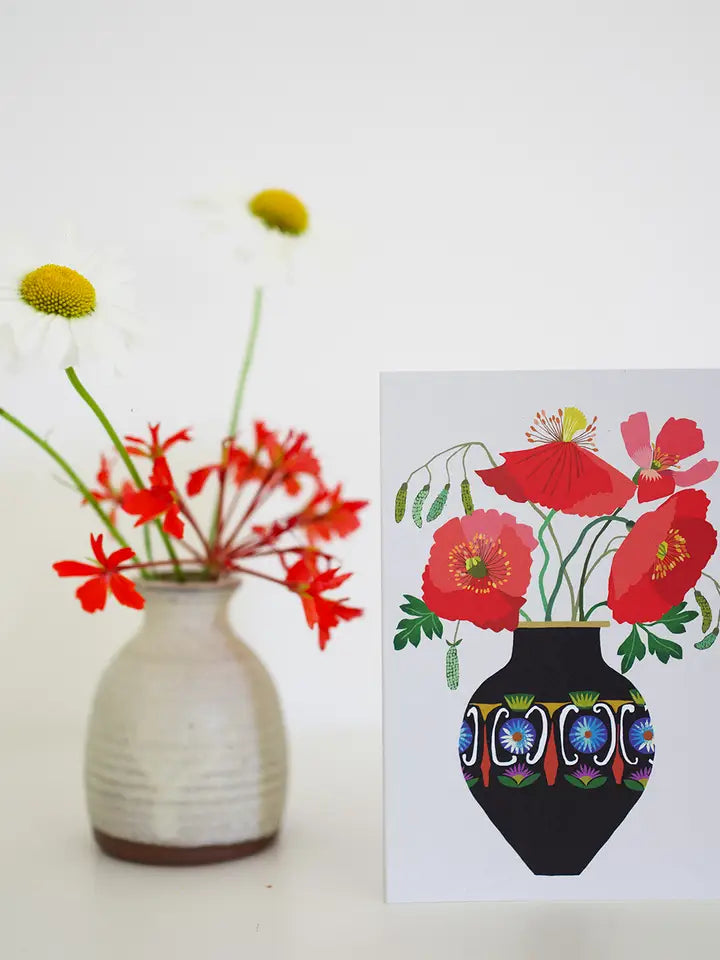 Poppies in a vase card