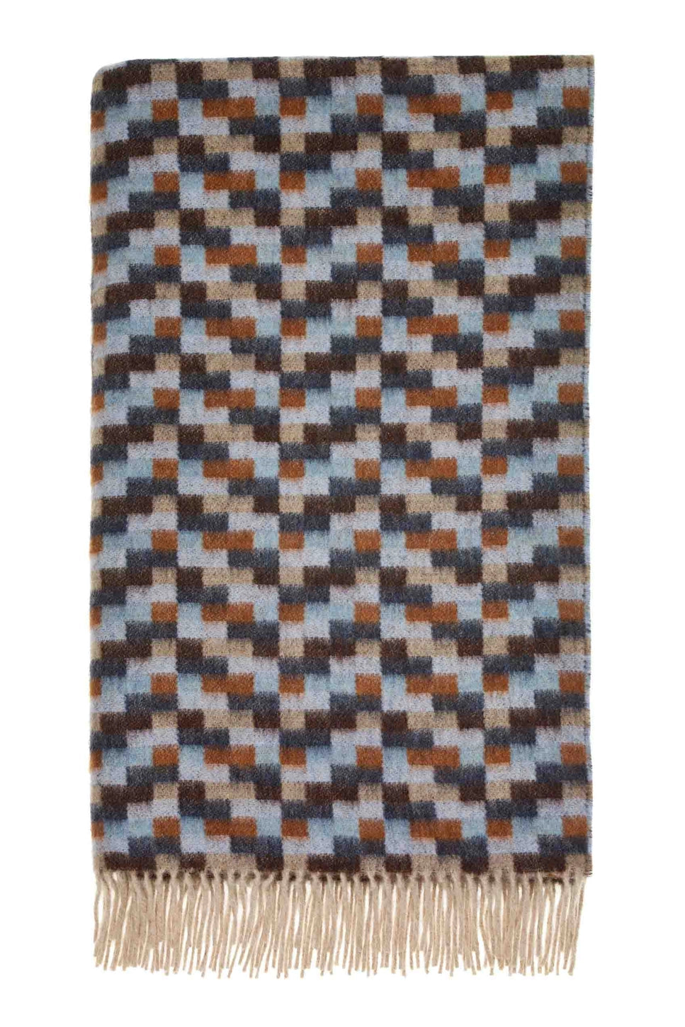 Bricks Merino Throw - Navy/Rust