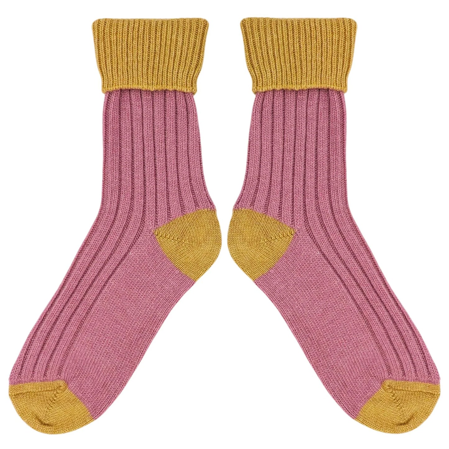 Cashmere Blend Slouch Socks - Dusky Pink & Gold - UK 4-7