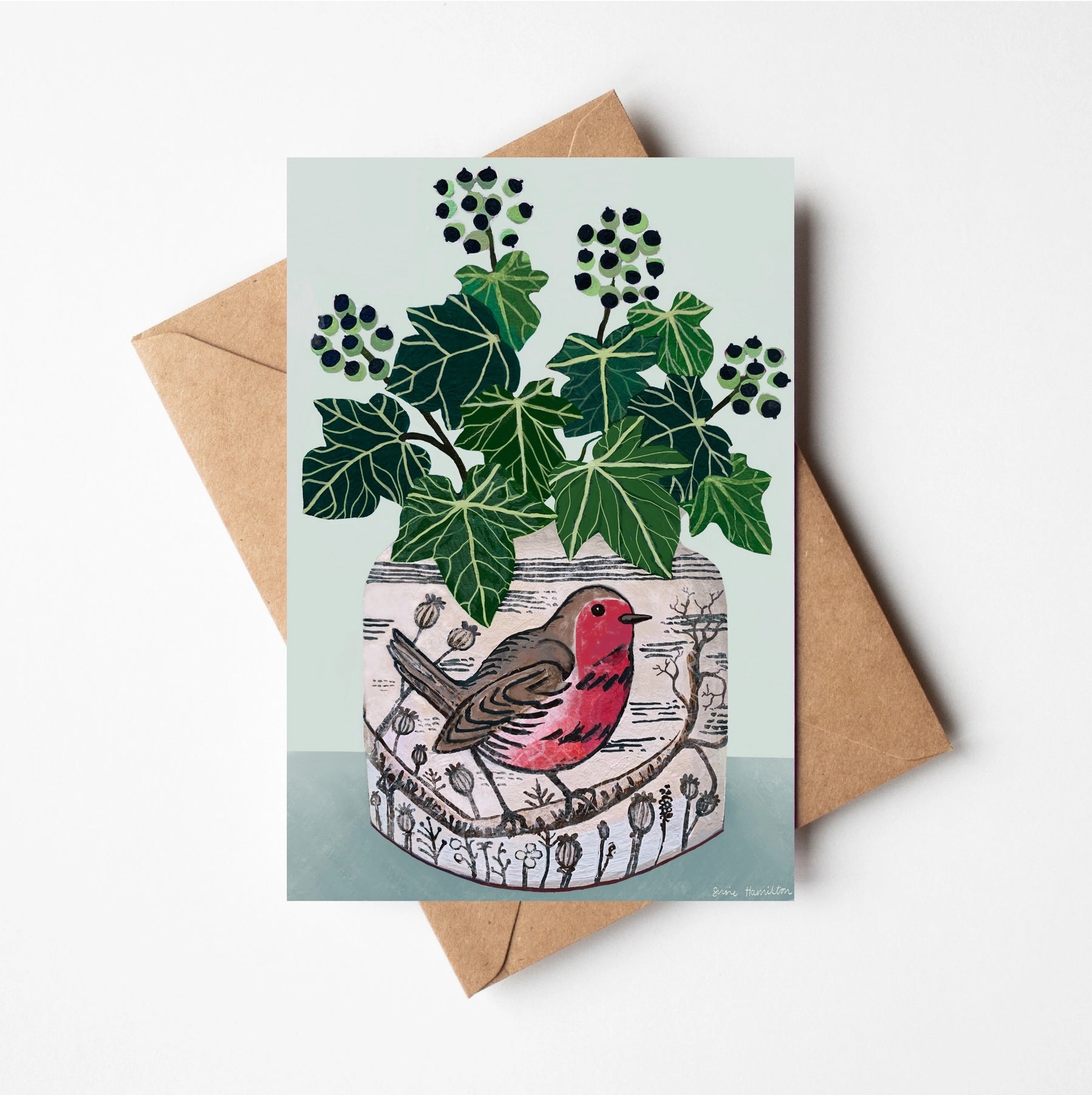 Ivy Robin jug card by Susie Hamilton - THE BRISTOL ARTISAN