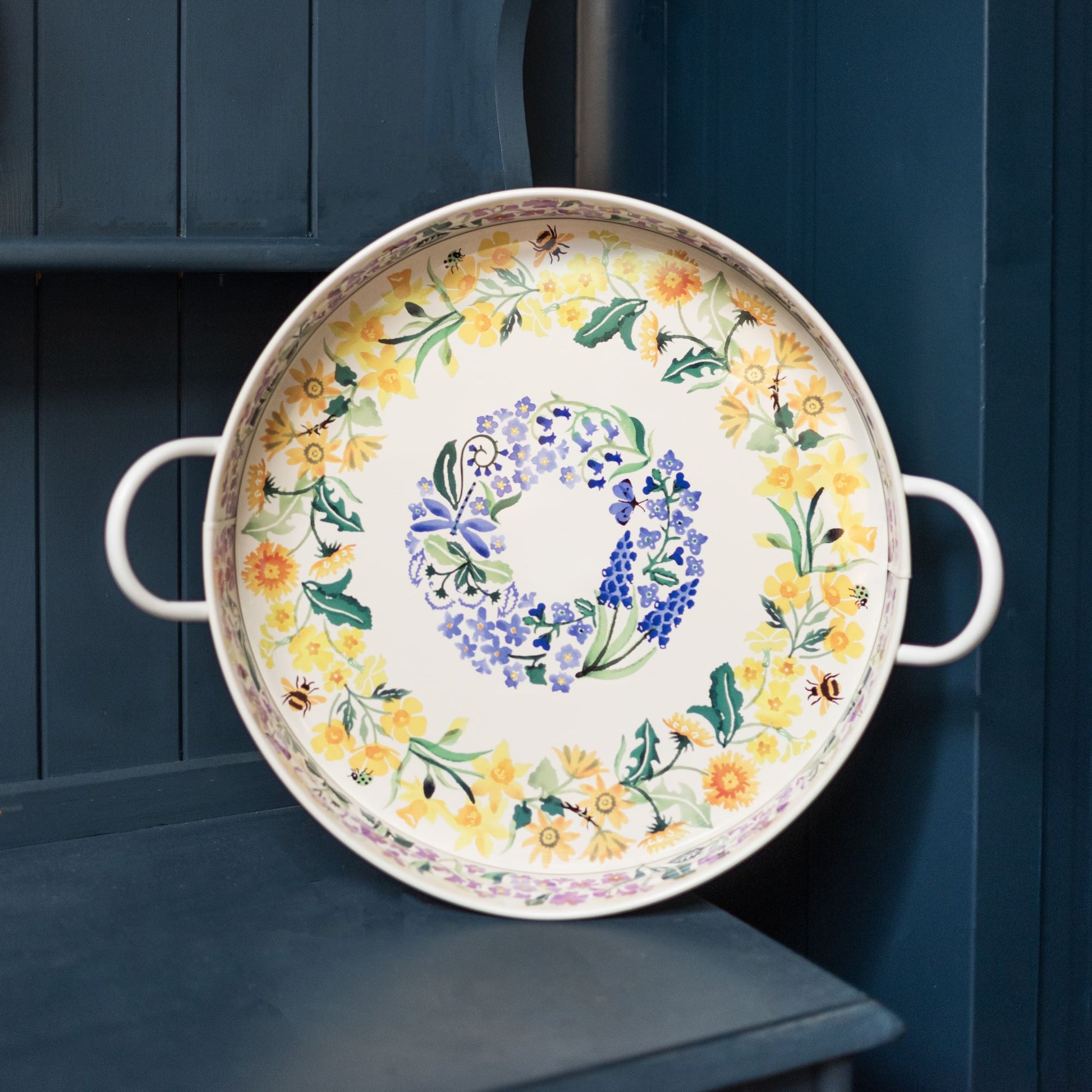 Large Wild Flower Walks Tin Tray with Handles - THE BRISTOL ARTISAN