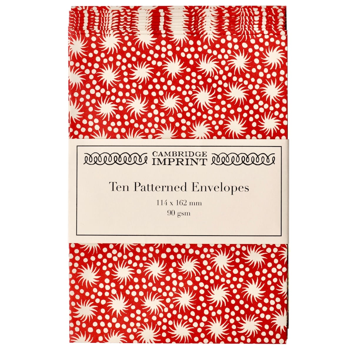 Packet of Ten Patterned Envelopes - Animalcules Crimson - THE BRISTOL ARTISAN