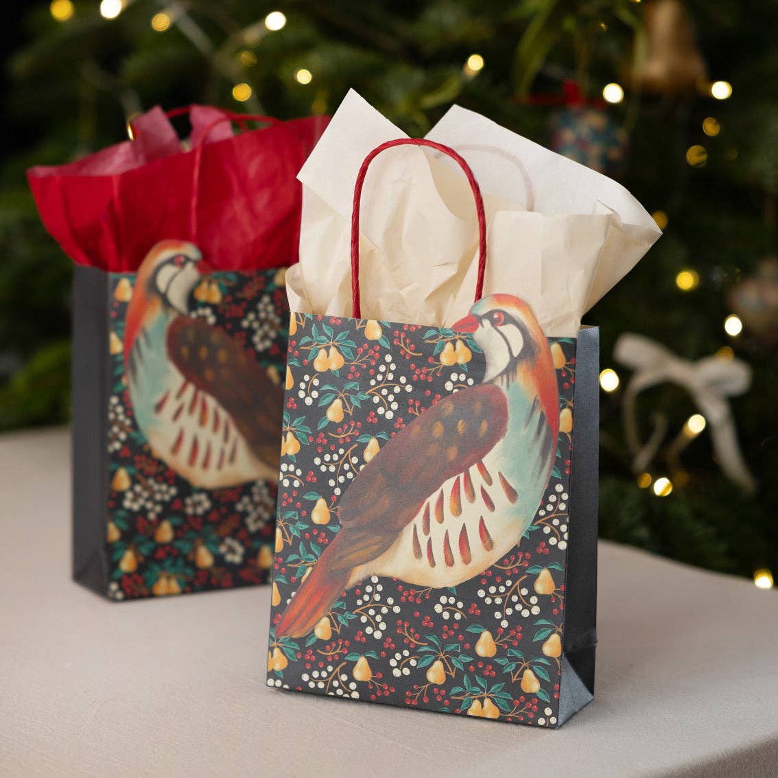 Partridge & Pear Christmas Paper Gift Bag - THE BRISTOL ARTISAN