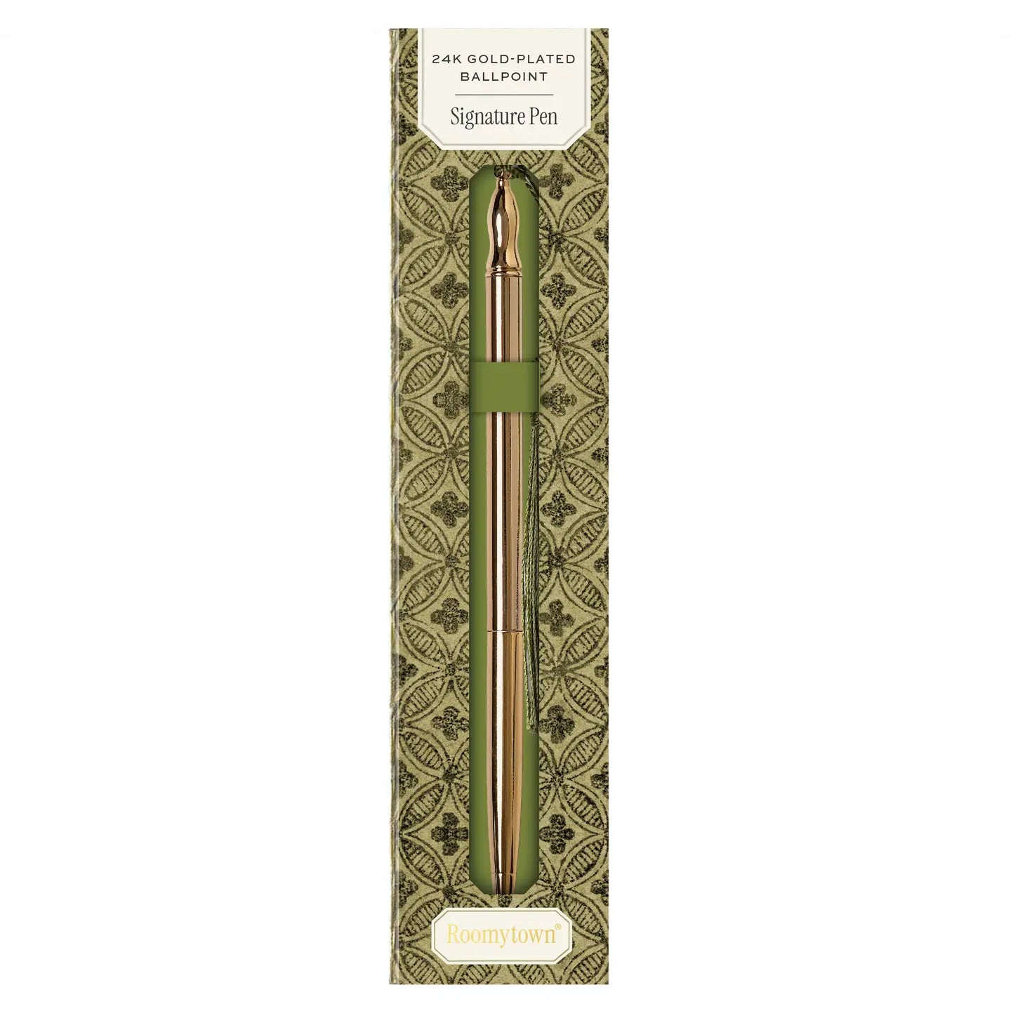 24k Gold Plated Ballpoint Pen - Green Tassel - THE BRISTOL ARTISAN