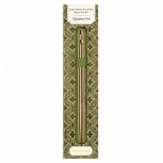 24k Gold Plated Ballpoint Pen - Green Tassel - THE BRISTOL ARTISAN