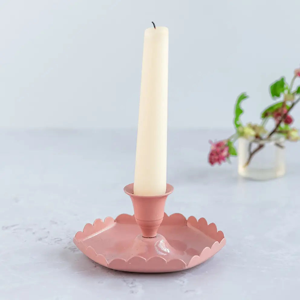Scalloped Metal Candle Holder - Blush - THE BRISTOL ARTISAN
